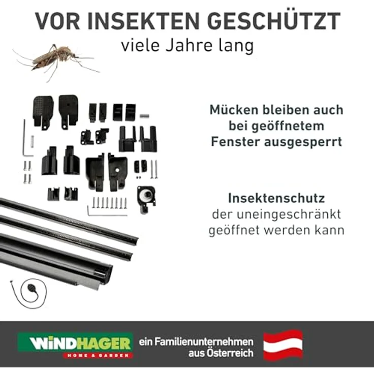 Windhager Insektenschutzrollo PLUS, transparent, verschraubt, BxH: 100x160 cm, reißfestes Fiberglasgewebe, individuell zuschneidbar, Anti-Windbürste – Bild 8