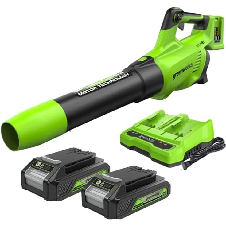 Greenworks Axial Akku-Laubbläser GD24X2BVK2X Li-Ion 2x24V 225km h Luftgeschwindigkeit leistungsstark – Bild 2