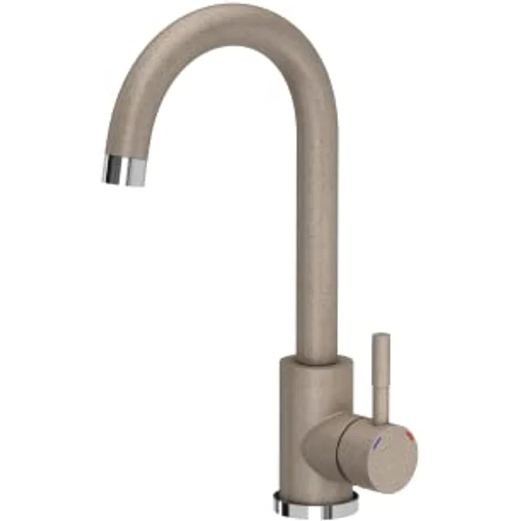 VBChome Spülbecken Granit Beige mit Armatur 55 x 44 cm Einzelbecken Einbauspüle gesprenkelt reversibel Granitspüle beige Siphon Waschbecken beige Armatur – Bild 4