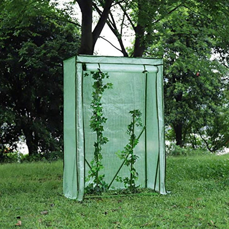 Sekey Tomatenhaus Stabil Gewächshaus Klein Foliengewächshaus Platzsparend Tomatengewächshaus Folie Garten Balkon 100 x 50 x 150 cm, Grün – Bild 5