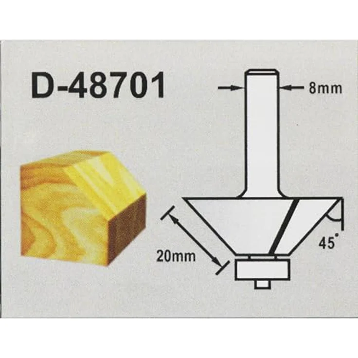 Makita Fasefräser 41,3 mm Ø, Fräser-Set mit 6 mm Schaft, 20 mm Arbeitslänge, 45° Winkel, D-48701 – Bild 2