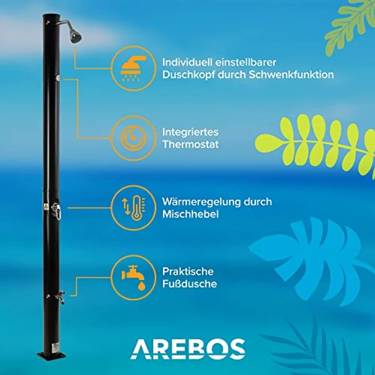 Solardusche mit Thermometer 20L Gartendusche Solar Campingdusche Garten - Schwarz - Arebos – Bild 3