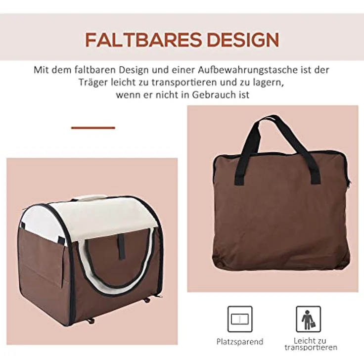 PawHut Stabile, faltbare Transporttasche für kleine Hunde, Welpen, Katzen und andere Kleintiere! Größe S – Bild 4