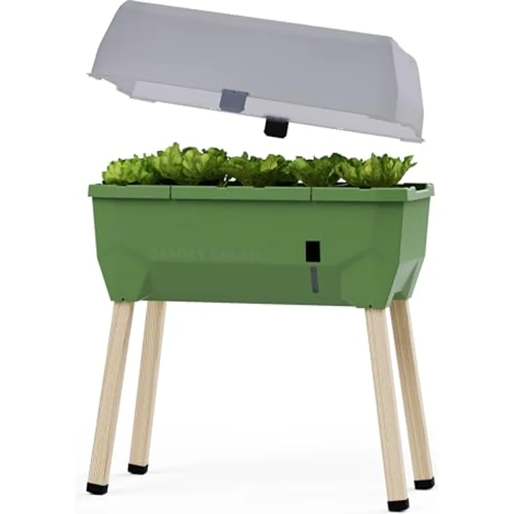 GUSTA GARDEN Sammy Salad Hochbeet Dunkelgrün - Hochbeet Balkon & Garten - Abnehmbare Haube & Bewässerungssystem - 15L Wassertank & 40L Erdvolumen