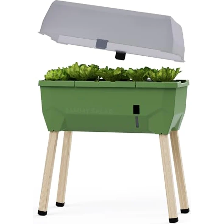 GUSTA GARDEN Sammy Salad Hochbeet Dunkelgrün - Hochbeet Balkon & Garten - Abnehmbare Haube & Bewässerungssystem - 15L Wassertank & 40L Erdvolumen – Bild 1