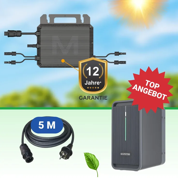 Marstek B2500-D Komplett-Set, 2,24 kWh LiFePO4 Speicher mit M2-800 Wechselrichter und 5m Kabel - Balkon-Solarspeicher