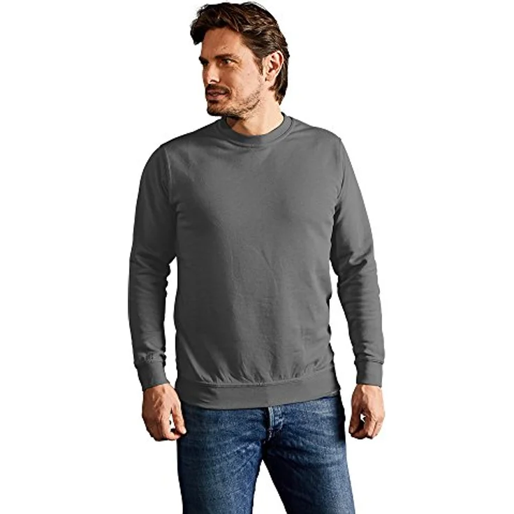 Promodoro Men´s Sweatshirt 80/20 Gr.L steel grey mit Elasthanbündchen und doppelnähten