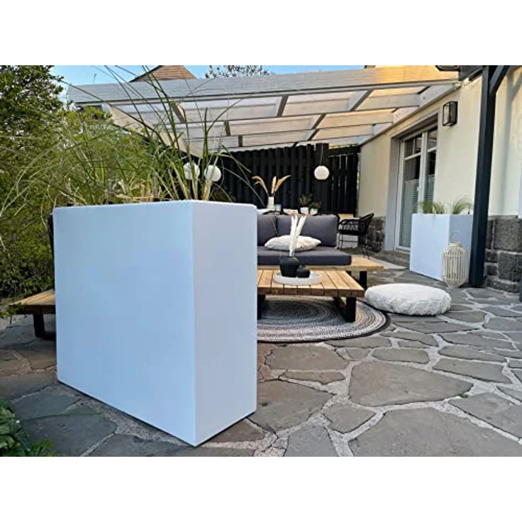 VIVANNO Pflanzkübel "Elemento", Weiß Matt, Fiberglas Raumteiler, 88x30x75 cm, wetterfest und robust – Bild 2