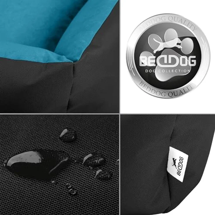 BedDog Hundebett LUPI, Hundekissen mit abziehbaren waschbaren Bezug, Hundekorb, Hundesofa, für kleine Hunde, S, schwarz-blau – Bild 5