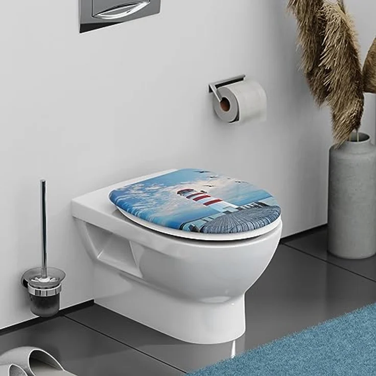 Schütte WC-Sitz Lighthouse Duroplast mit Absenkautomatik, Motiv-Design, bruchsicher und kratzfest, standard Größe – Bild 2