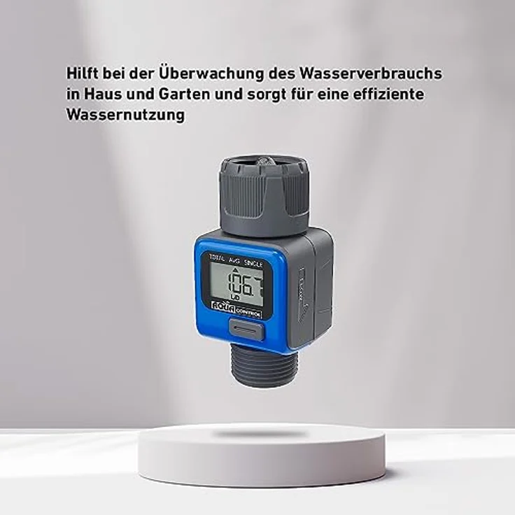 Digitaler Durchflussmesser für Wasserhahn oder Schlauch. 3/4-Zoll-Gewinde, misst Ihren Aufwand und spart Wasser, wenn Sie Ihre Pflanzen bewässern. Mit mehreren Funktionen. Knopfzelle im Lieferumfang – Bild 3