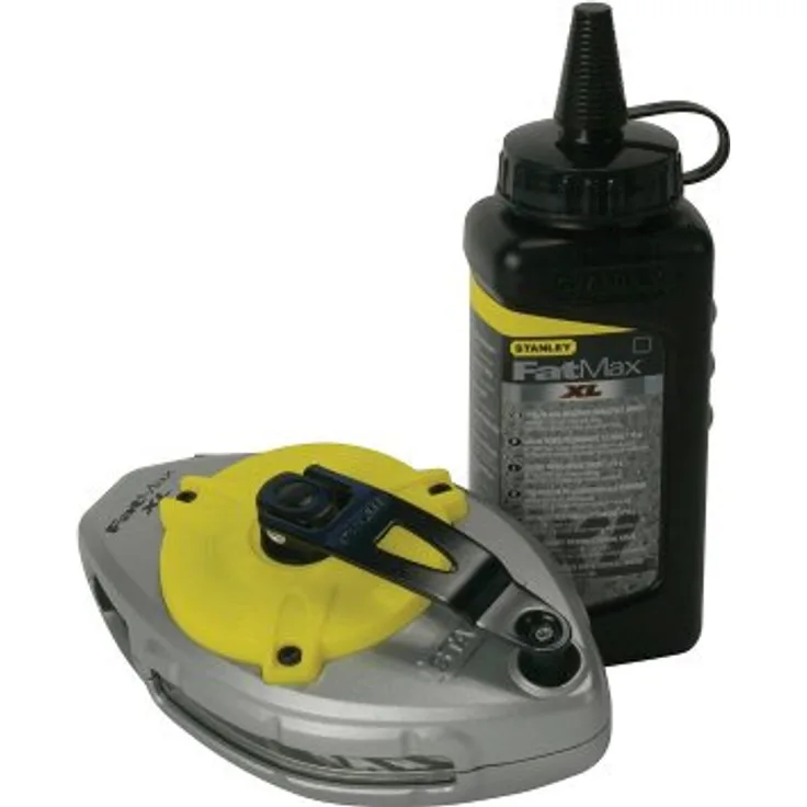 Stanley FatMax Schlagschnur-Set (mit schwarzer Kreide, Gürtelclip, Edelstahlhaken an Polyester/Nylon-Schnur) 0-47-488