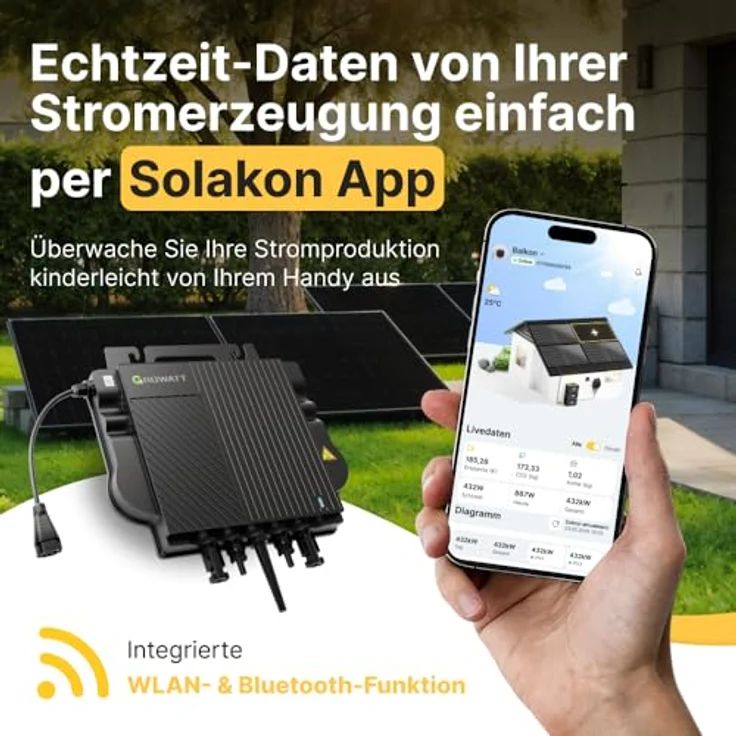 Solakon Balkonkraftwerk 2000W, Photovoltaik Solaranlage mit 800W N-Typ Solarmodulen und 5m Kabel, steckerfertig Komplettset mit Wandhalterung – Bild 2