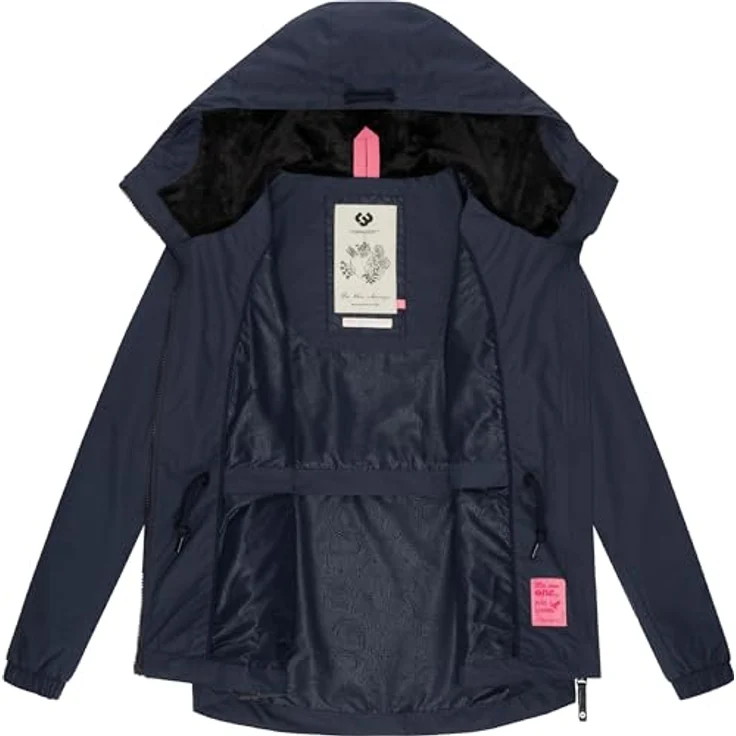 Ragwear Danka, Damen Übergangsjacke, wasserfest mit gefütterter Kapuze, blau, Größe M – Bild 5
