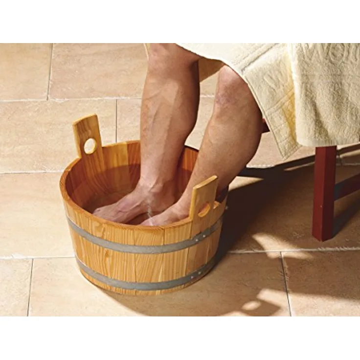 Weka Holzbau Fusskübel Ø 37 cm, Sauna Zubehör aus Fichtenholz mit Kunststoffeinsatz, Höhe 19,5 cm