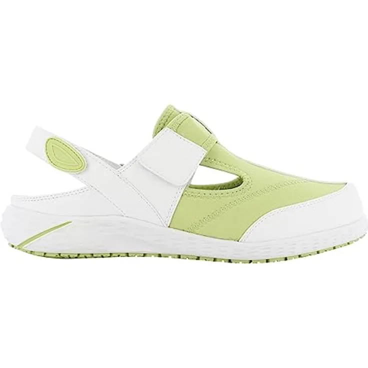 Safety Jogger Sandale ALIZA, rutschfester Arbeitsschuh für Gastronomie, Medizin und Reinigung, Gr. 42, Weiß/grün, vegan, atmungsaktiv, ESD-zertifiziert