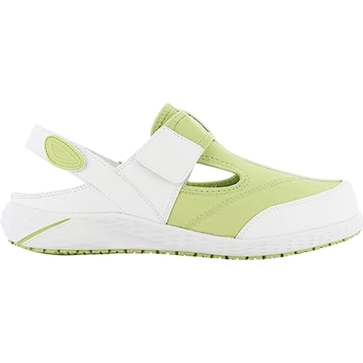 Safety Jogger Sandale ALIZA, rutschfester Arbeitsschuh für Gastronomie, Medizin und Reinigung, Gr. 42, Weiß/grün, vegan, atmungsaktiv, ESD-zertifiziert – Bild 1
