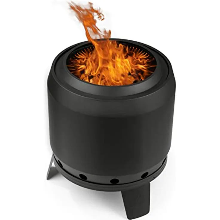 LANDMANN rauchfreier Feuerkorb, klein | 360° Luftzirkulation, pulverbeschichteter Stahl, inkl. Schürhaken [52,5 x 51,5 x 57 cm - 14,8 kg]