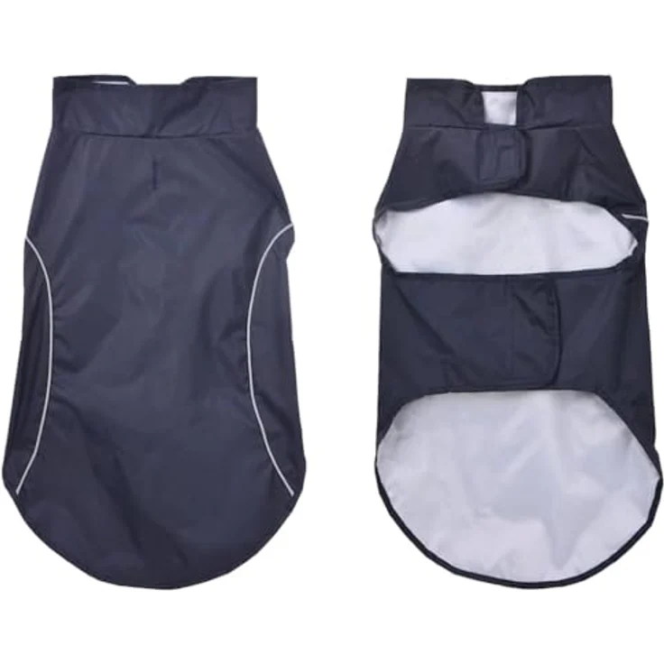 vidaXL Hunde Regenmantel 2XL, wasserdicht mit Reflexstreifen, marineblau, pflegeleicht aus Polyester – Bild 4