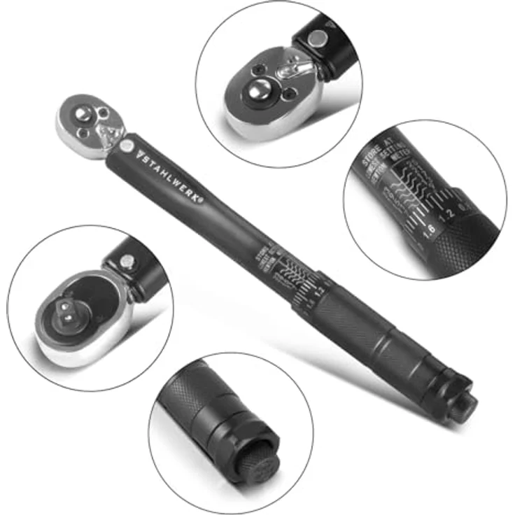 STAHLWERK Drehmomentschlüssel TW-25 ST 5-25 Nm 1/4? Zoll Umschaltknarre | Ratschenschlüssel | Ratsche | Knarre mit Mikrometerskala – Bild 5