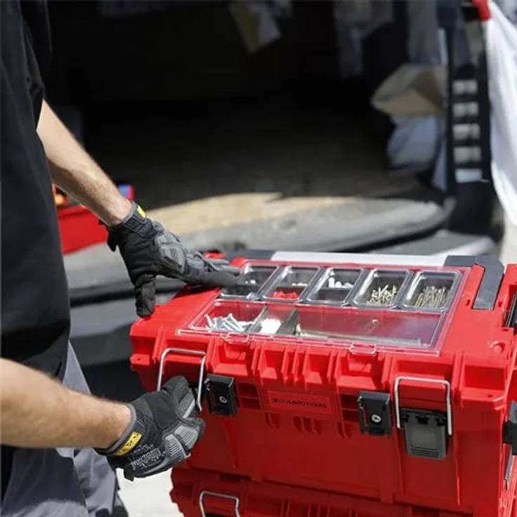 Tool Brothers RHINO PRIME Toolbox 250 Expert RED ULTRA HD Custom, stapelbar, wasser- und staubdicht mit Organizer, 535 x 327 x 277 mm, 26 Liter Kapazität – Bild 7