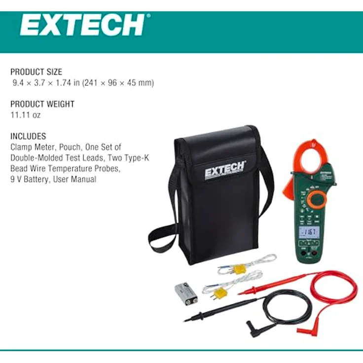 Extech Spannungsprüfer Extech EX623A Stromzange digital IR-Thermometer CAT III 600 V – Bild 8