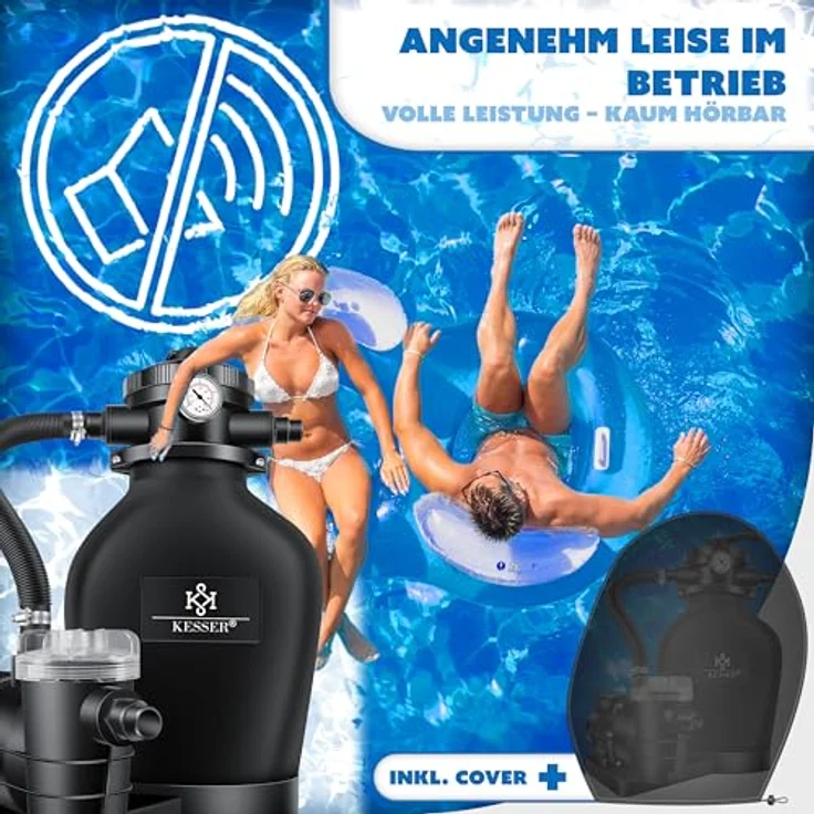 KESSER Sandfilteranlage Sandfilter + 700g Filterbälle ersetzen 25kg Filtersand 7-Wege Ventil mit Druckanzeige Poolfilter 10 m³-h Filteranlage Filterkessel für Pool Schwimmbecken 10.200 L-h Schwarz – Bild 7