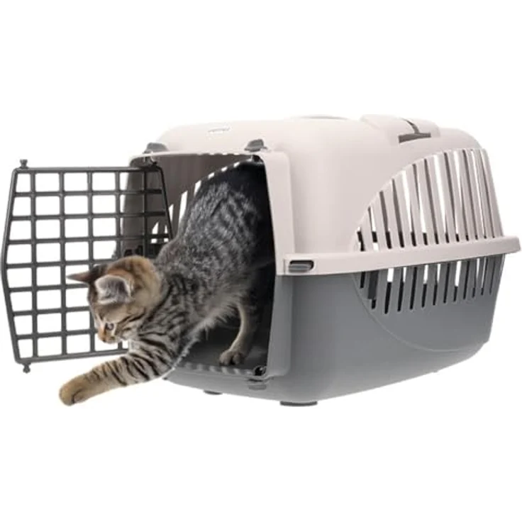 GarPet Hundebox Auto Rückbank Transportbox Katze Katzentransportbox Kaninchen Katzenkorb Transport Hundetransportbox Grau mit Autogurt-Vorrichtung und optimaler Belüftung – Bild 1