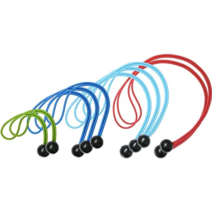 Master Lock 3256EURDAT Gummi-Spanneil mit Ball [Set mit 10 Spannseilen] - Ideal zum Tragen von Yogamatten