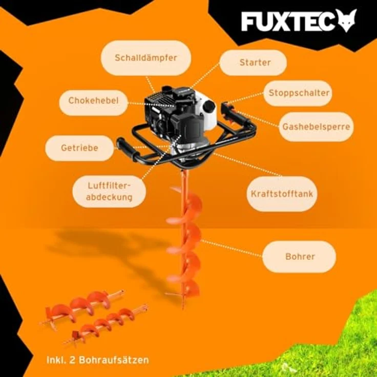 FUXTEC Erdbohrer FX-EB143ECO, 1,25 kW, 4000 U/min, 1 L Tank, Fliehkraftkupplung, Primerpumpe & Choke-System – Bild 6