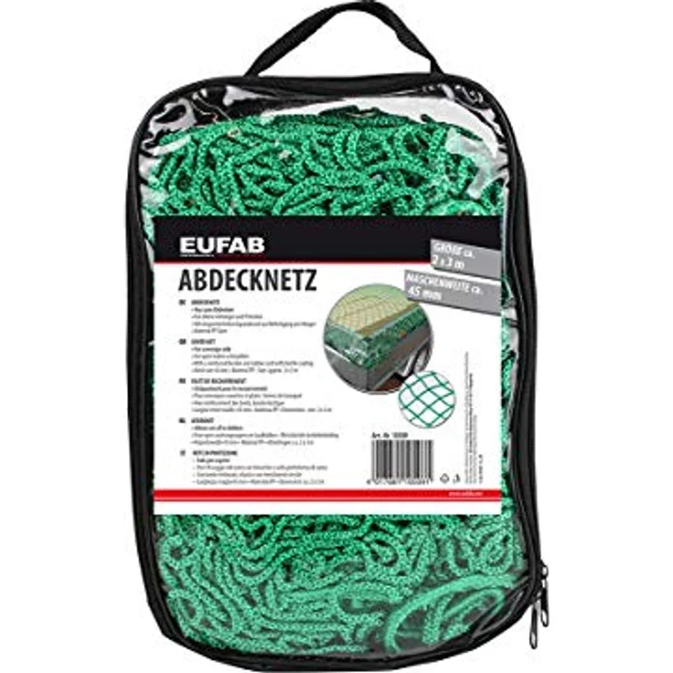 EUFAB Schutznetz Anhängernetz, 2x3 m, grün, aus Kunststoff mit 45 mm Maschenhöhe – Bild 4