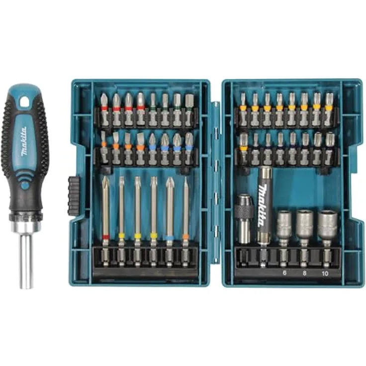 Makita E-25096 Bit-Set mit Ratschengriff, 44-teiliges Zubehörset für präzises Arbeiten