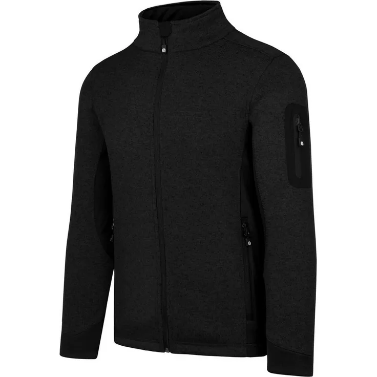 normani Fleecejacke Herren Strick-Fleecejacke Wapusk Cardigan mit Stehkragen, recyceltes Polyester, Outdoor, schwarz