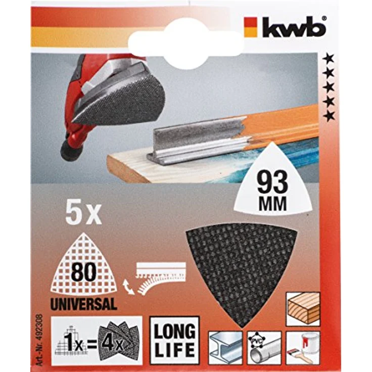 kwb Gitterleinen Schleif-Papier Schleifgitter-Scheibe für Nass- und Trocken-Schliff, f. Delta-Schleifer 93 x 93 K-80, aus Fiberglas, gelocht m. Klett, 5 Stk. - Preisvergleich – Bild 2