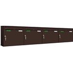 AL Briefkastensysteme Basic 4er Briefkasten RAL 8017 Schokoladen Braun 4 Fach DIN A4 wetterfest Briefkastenanlage mit Posthaltebügel und 2 Namensschildern