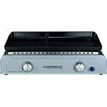 Campingaz Plancha Othello 2 X Twin, Gas Tischgrill, Gastrobräter mit zweigeteilter Grillplatte aus emailliertem Stahl und 2 Brennern, 6 kW Leistung, Tischgriller für mediterranes Grillen a la Plancha