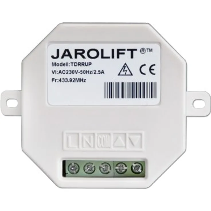 jarolift 1-Kanal TDRRUP Funkempfänger für Unterputz Rohrmotoren, 15 Senderkanäle, Rolling Code, 433,92 MHz