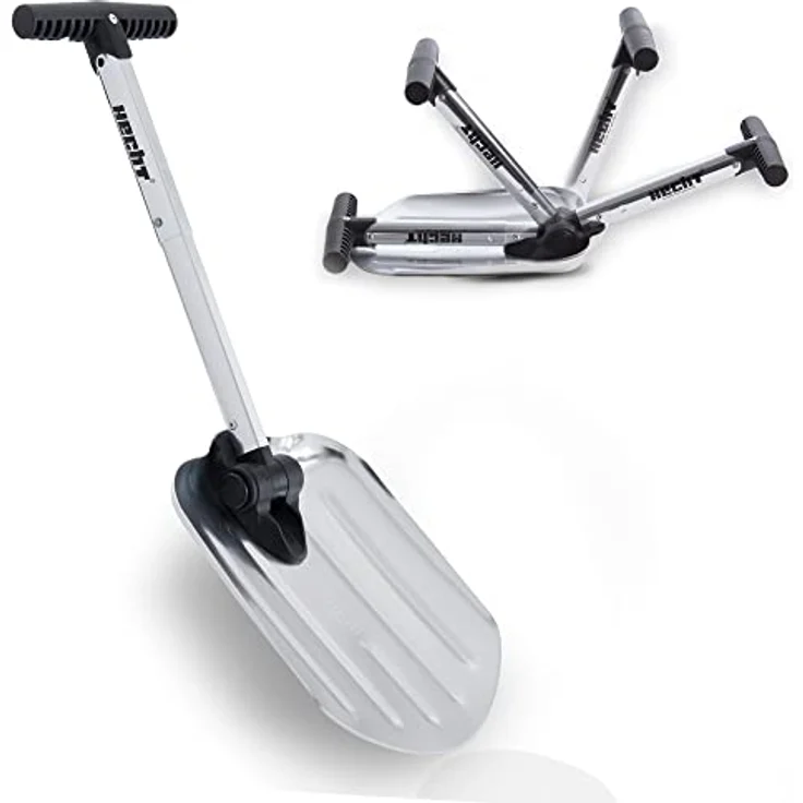 Hecht Schneeschieber 205 GT, Teleskop klappbare Auto-Schneeschaufel aus Aluminium, 20,5 cm Arbeitsbreite, 37 cm verstellbarer Stiel, ultraleicht und rostfrei, ideal für Pendler und Reisen – Bild 1