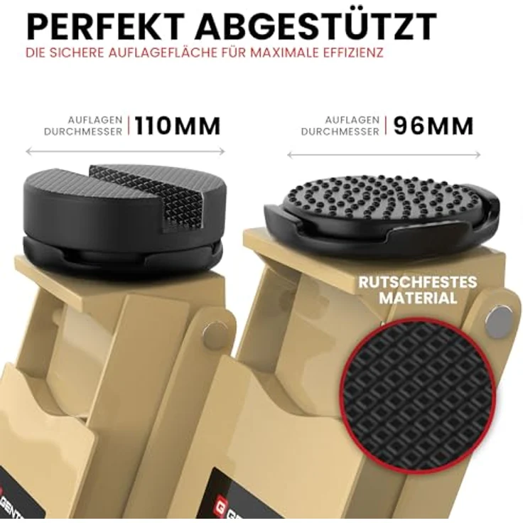 GENTOR Wagenheber 3T flach, hydraulisch, max. Hubhöhe 505 mm, für PKW & SUV, beige – Bild 6