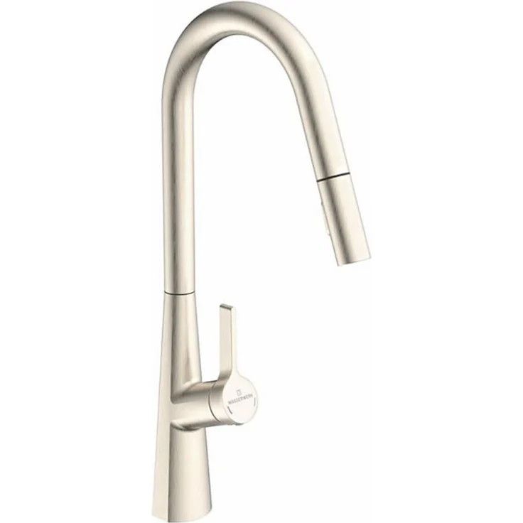 Naber Küchenarmatur Wasserwerk Bendea, Hochdruckarmatur mit herausziehbarem Auslauf, edelstahlfarbig, 360° schwenkbar