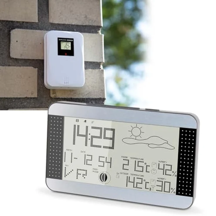 Alecto WS-1700, Wetterstation mit drahtlosem Aussensensor, animierter Wettervorhersage, weiss – Bild 6