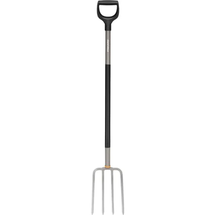 Fiskars Ergonomic Spatengabel, 132 cm, 4 Zinken aus hochwertigem Borstahl, Grau/Schwarz für harte, steinige Böden – Bild 1