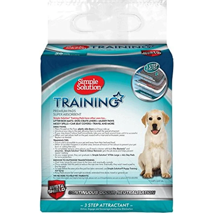 Simple Solution Absorbierende Premium Hunde- und Welpentrainingspads, 6-lagig mit 58,4 x 61 cm, Packung mit 56 Stück, Nässeindikator und InstaShield Technology – Bild 2