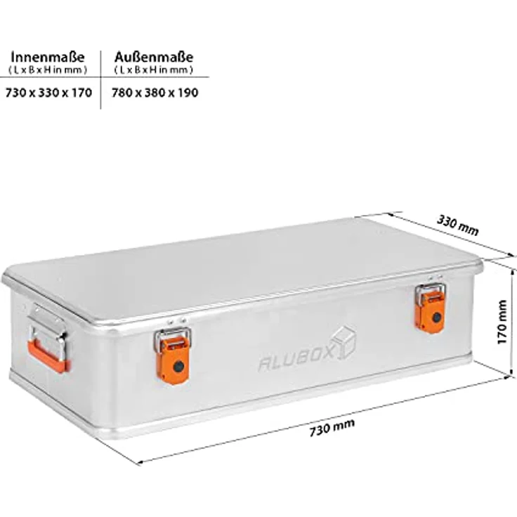 ALUBOX Werkzeugkoffer Motorradkoffer Outdoor Transportkiste (45 Liter) Volle Aluminiumkonstruktion, spritzwassergeschützt, 1 mm Wandstärke – Bild 2