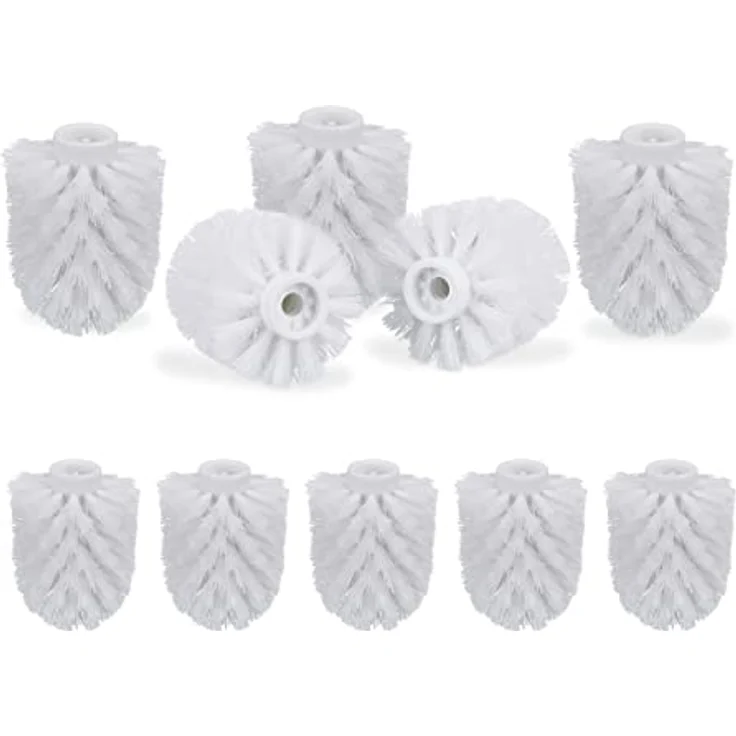 10 x WC Bürstenkopf im Set, lose Toilettenbürsten, 9,5 mm Gewinde, Ersatzbürstenkopf Ø 8 cm, Wechselbürstenkopf, weiß – Bild 1