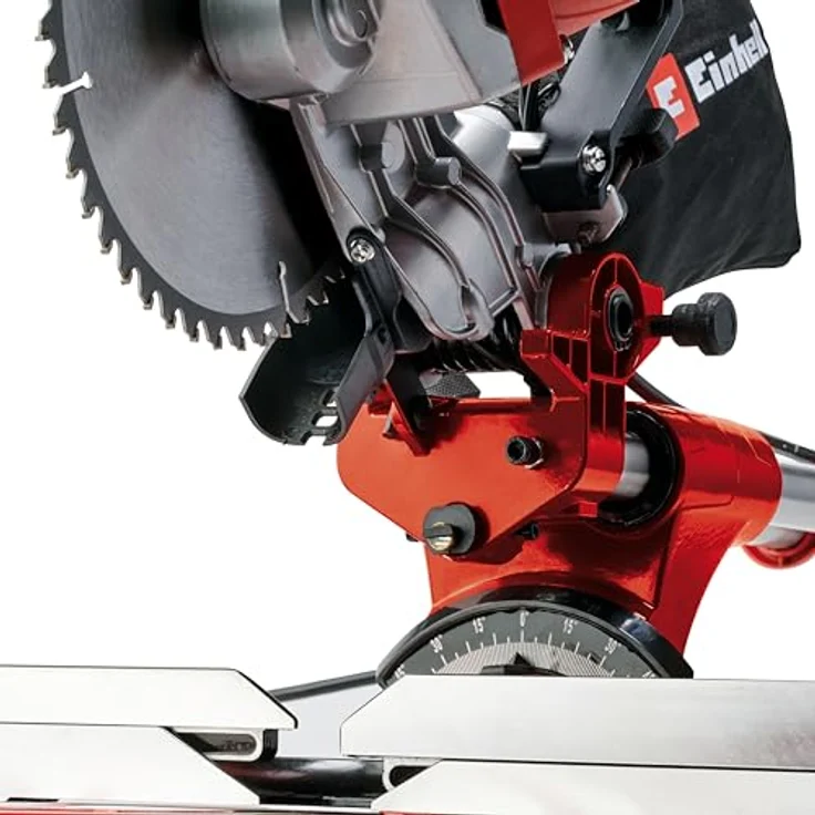 Einhell Zug-Kapp-Gehrungssäge TC-SM 2534-1 Dual (max. 2350 W, D250 x D30 mm Sägeblatt, 4000 min-1, integrierte Zugfunktion, neigbarer Sägekopf, Werkstückanschlag, Laser, inkl. Hartmetall-Sägeblatt) – Bild 5