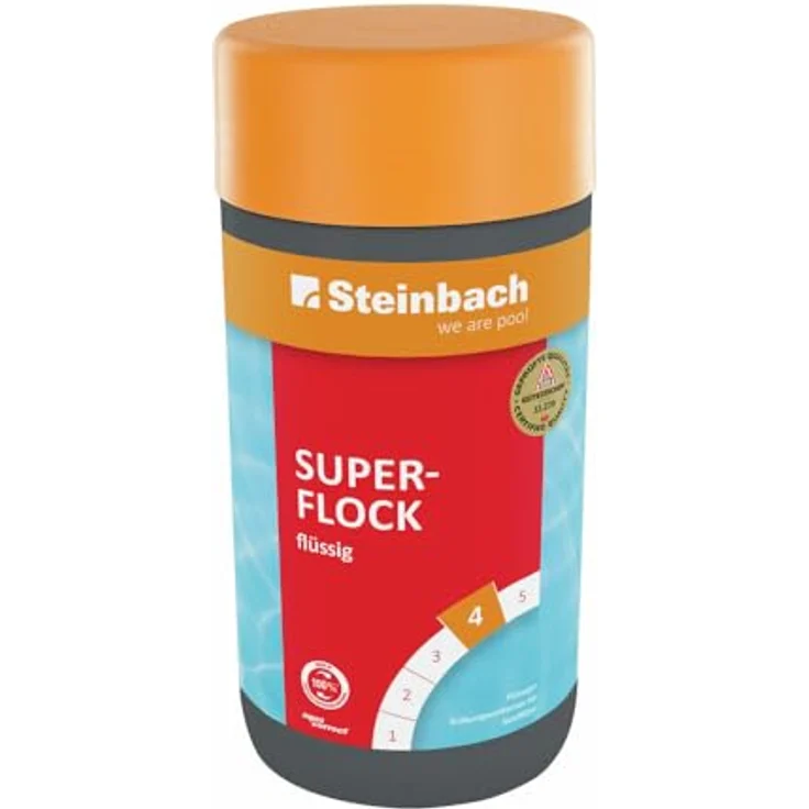 STEINBACH Superflock flüssig 1 l, Flockungsmittel für Sandfilter, entfernt Trübungen & bindet Schwebstoffe für glasklares Wasser – Bild 1