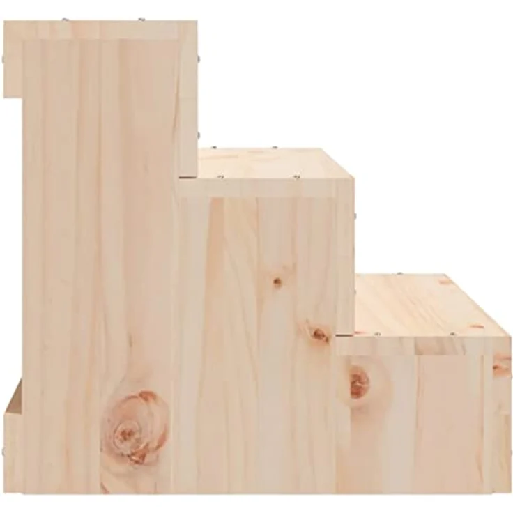 vidaXL Haustiertreppe, Hundetreppe mit Holzrahmen, Katzentreppe mit 3 Stufen, Aufstiegshilfe Treppe Katzen Hunde, Massivholz Kiefer – Bild 5