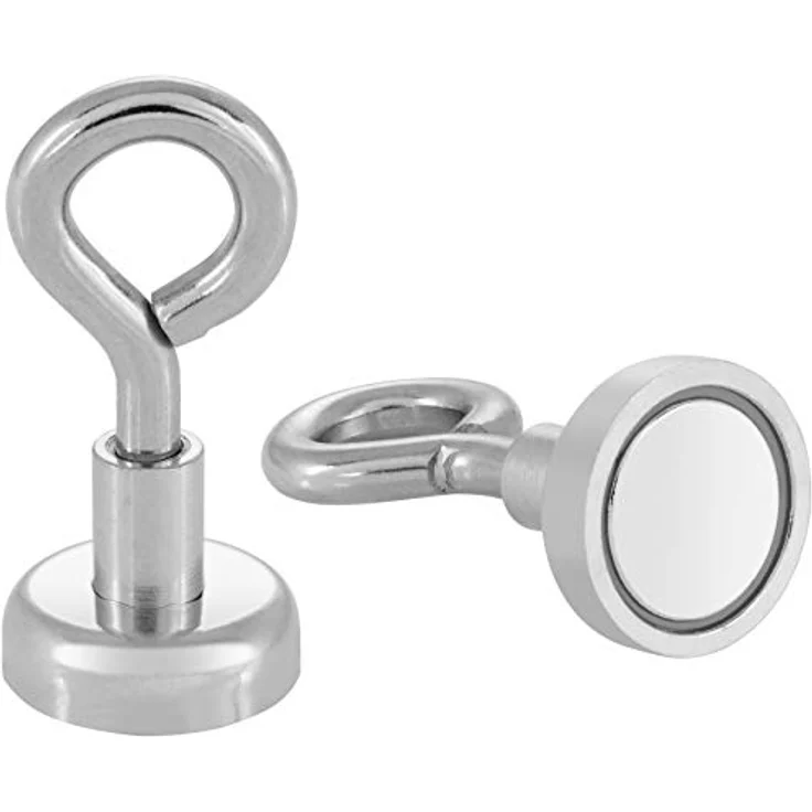 Poppstar 20 Stück Ösenmagnete klein Haftkraft 8kg, Durchmesser 16mm Mini Magnetösen Neodym Mini-Haken – Bild 3