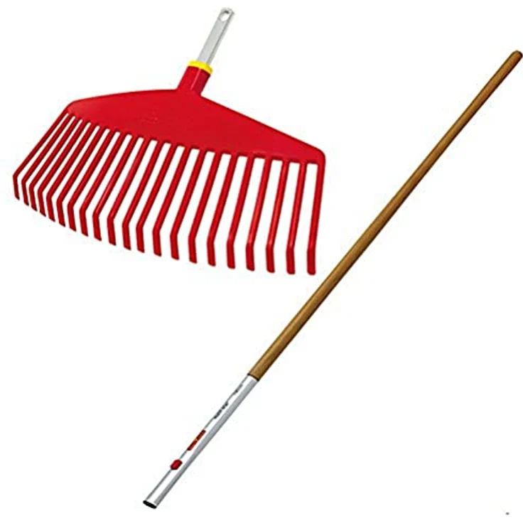 WOLF-Garten 71AAO003650 Kunststoffrechen Holz-Stiel 140 cm Ui-M/ZM 140 (P786), Rot, 145x25x26 cm – Bild 2